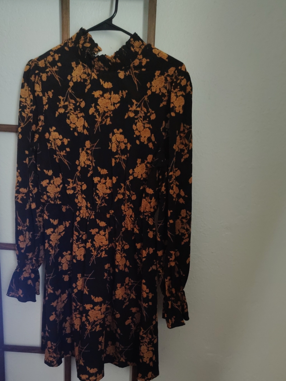 Cupshe Black Dress with Mustard Floral Print